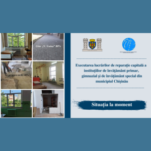 Executarea lucrărilor de reparație capitală a instituțiilor de învățământ primar, gimnazial și de învățământ special din municipiul Chișinău Situația la moment